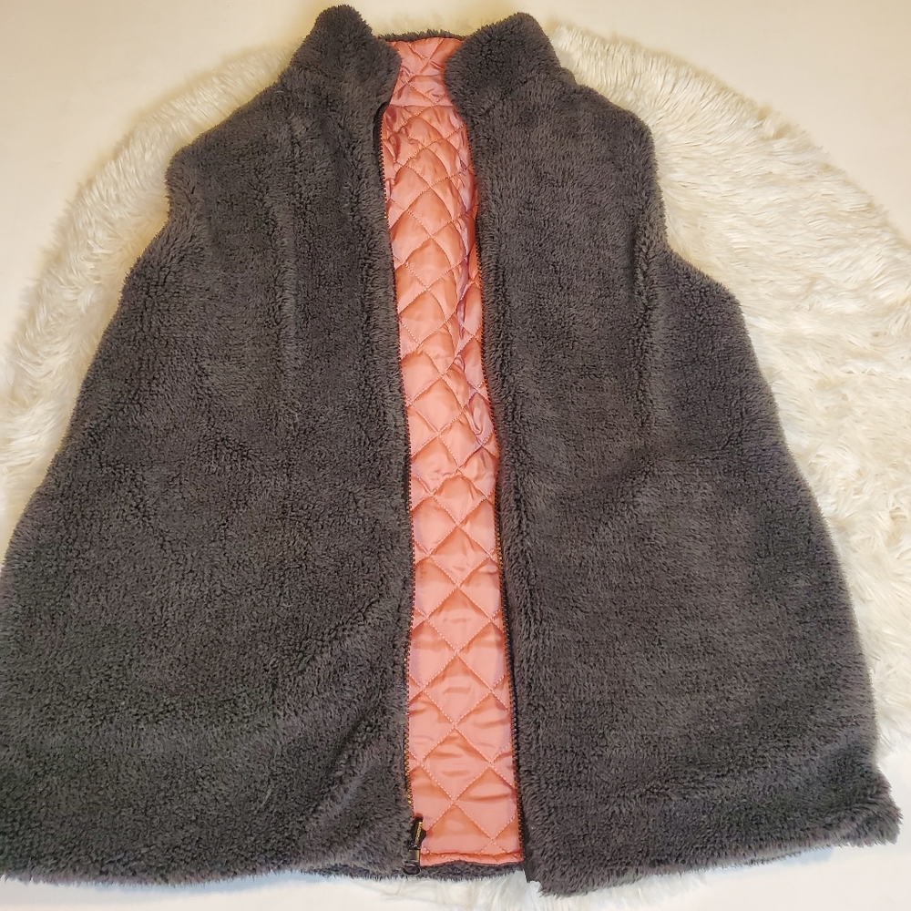 Reversible Simply Southern Puffer Fleece Vest Outdoor Hiking Pink Gray …